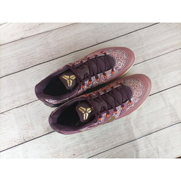 Nike Mens Sz 18 Kobe 9 EM Silk Sneakers Burgundy Gold 646701-676 - Picture 7 of 9